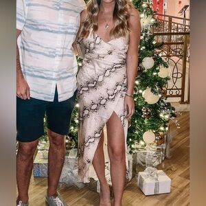 Snake Print Wrap Dress